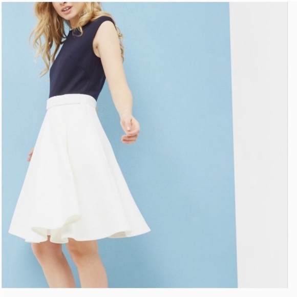 Ted Baker Dresses & Skirts - Ted Baker Canniey Dress Waist Tie Bow White Navy TB 1 US4